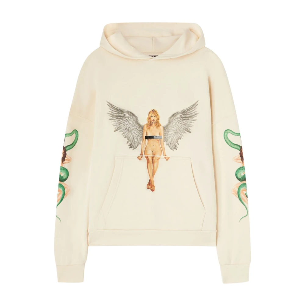 Palm Angels Grafische Print Hoodie Beige Heren