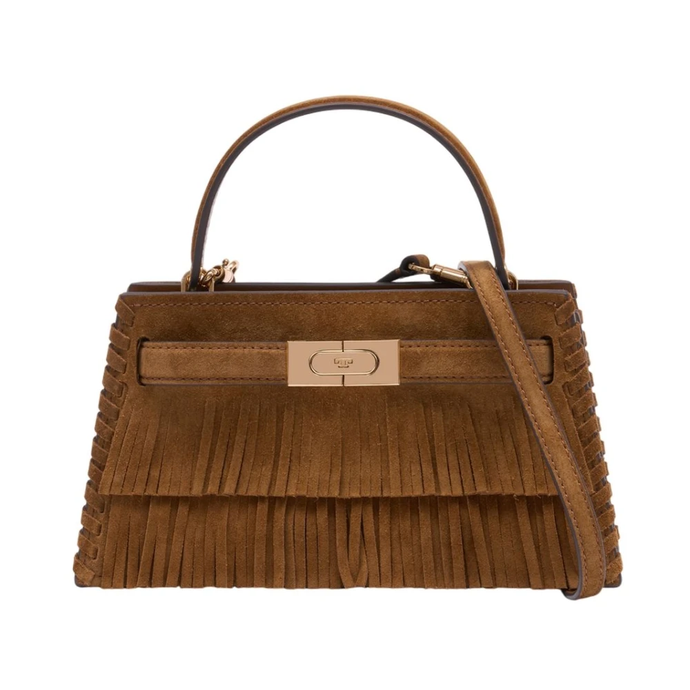 Tory Burch Women's Brown Handbags, One Size, Lee Radziwill Petite Fringe Mini Top Handle Purse