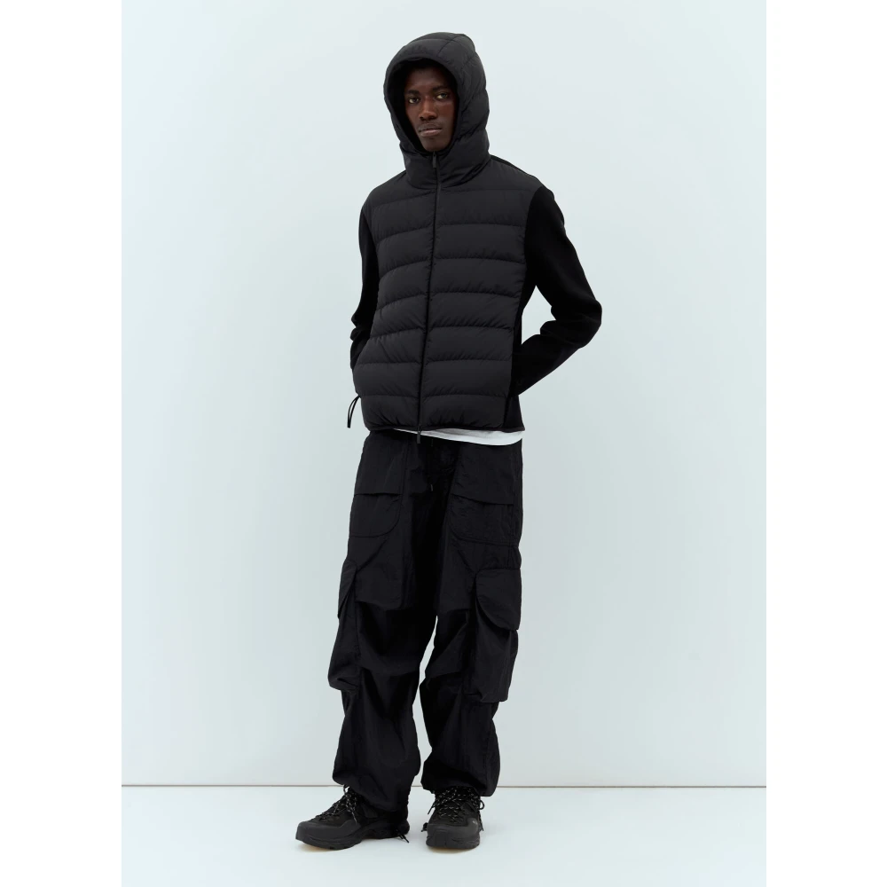 Moncler Gewatteerde Hoodie met Rits Black Heren