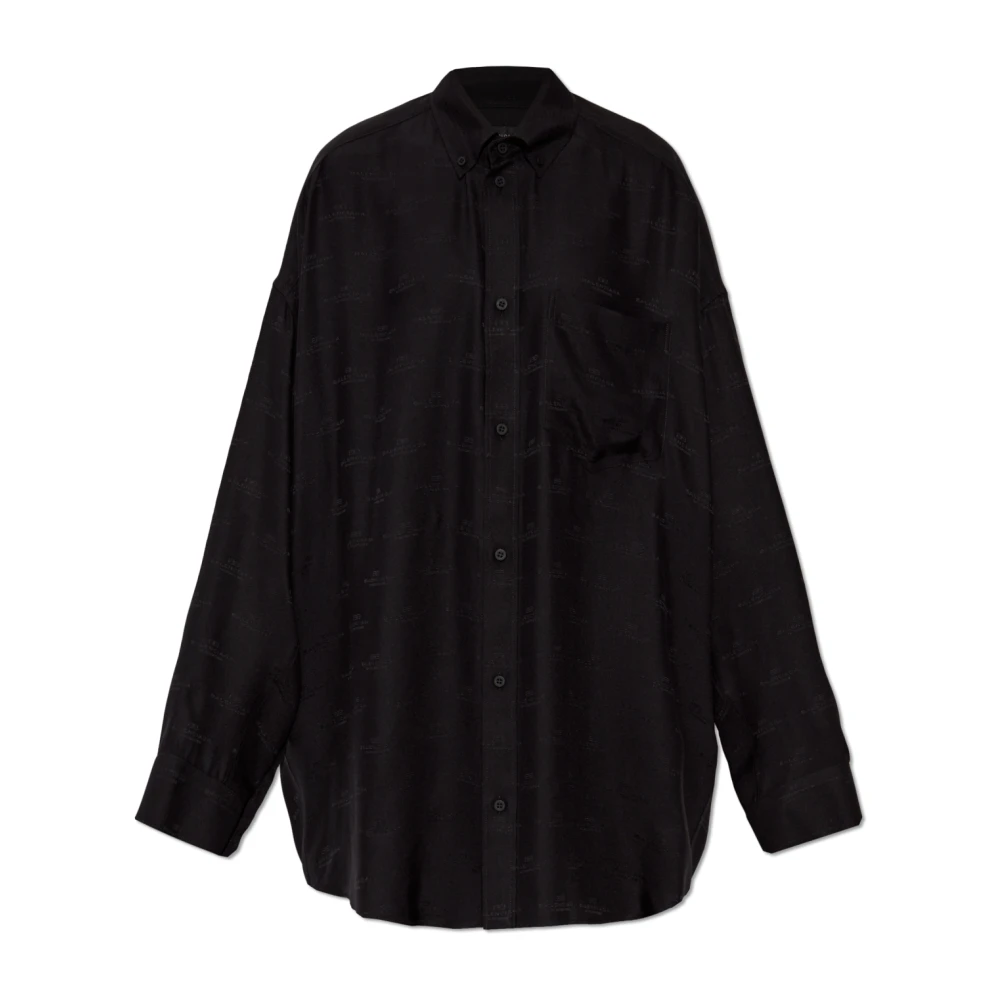 Balenciaga Zijden shirt met zak Black Dames