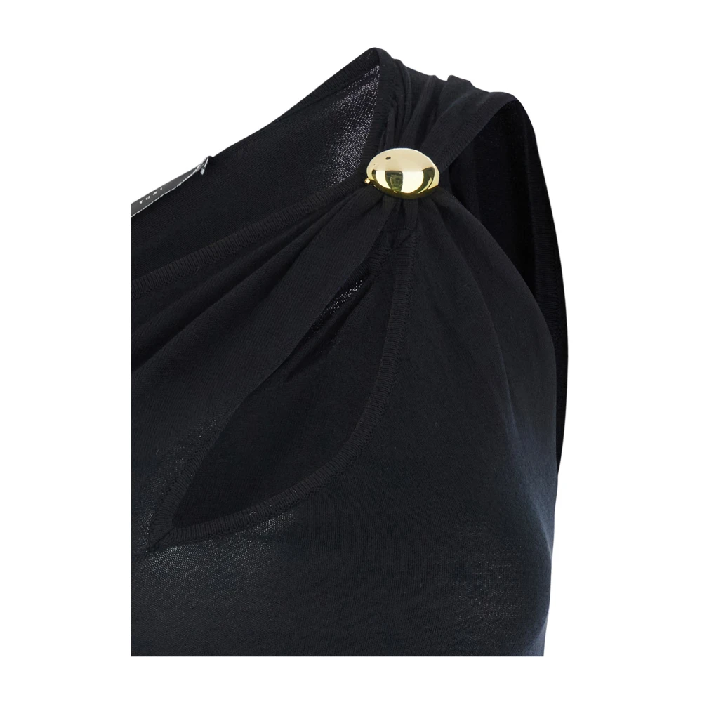 Federica Tosi Zwarte One-Shoulder Top met Juweel Detail Black Dames