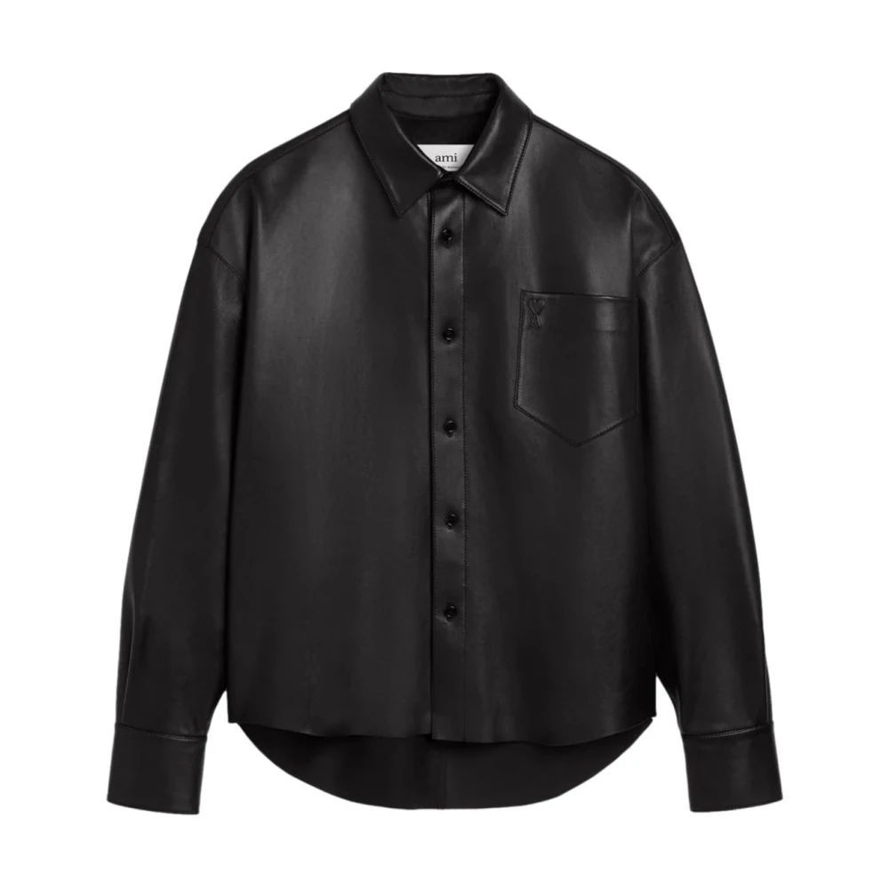 Ami Paris Leather Jackets Black Heren