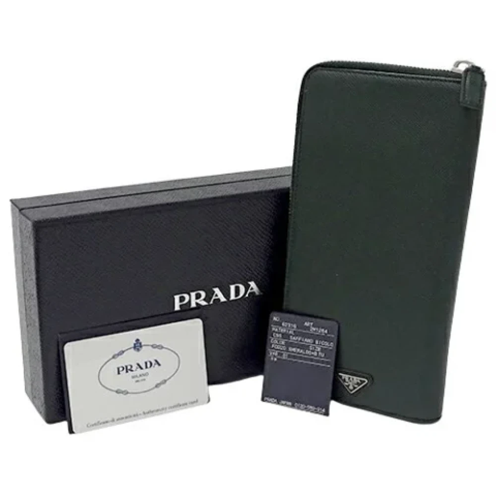 Prada Vintage Pre-owned Leather wallets Green Dames
