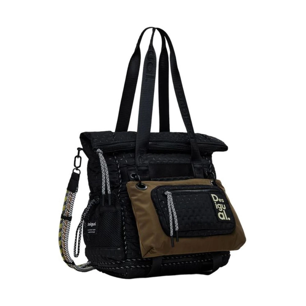 Desigual Zwarte Polyester Rugzak met Meerdere Compartimenten Black Dames