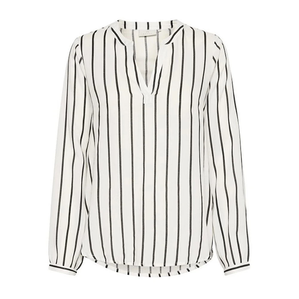 Kaffe Gestreepte V-hals Blouse White Dames