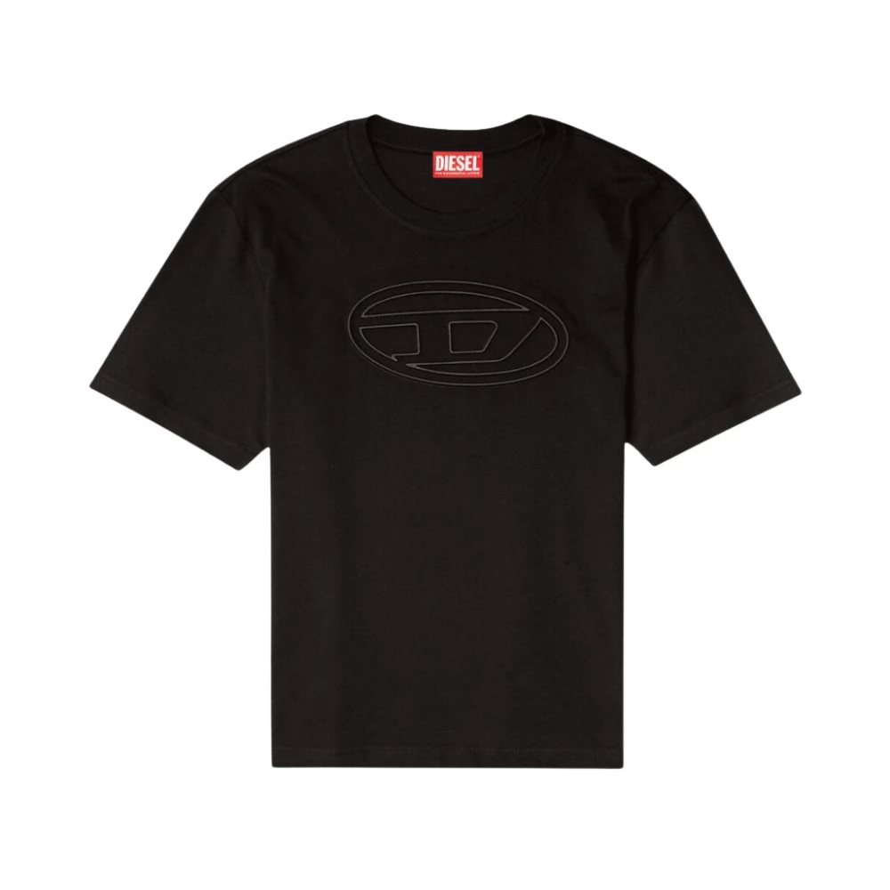 Diesel Zwart T-shirt met Maxi Oval D Logo Black Heren
