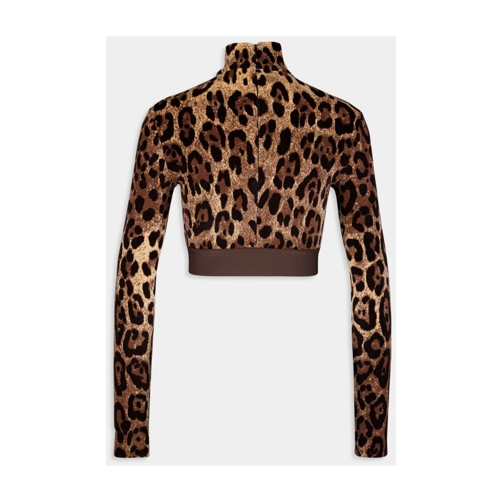 Dolce & Gabbana Leopard-Print Turtle-Neck Top Multicolor Dames