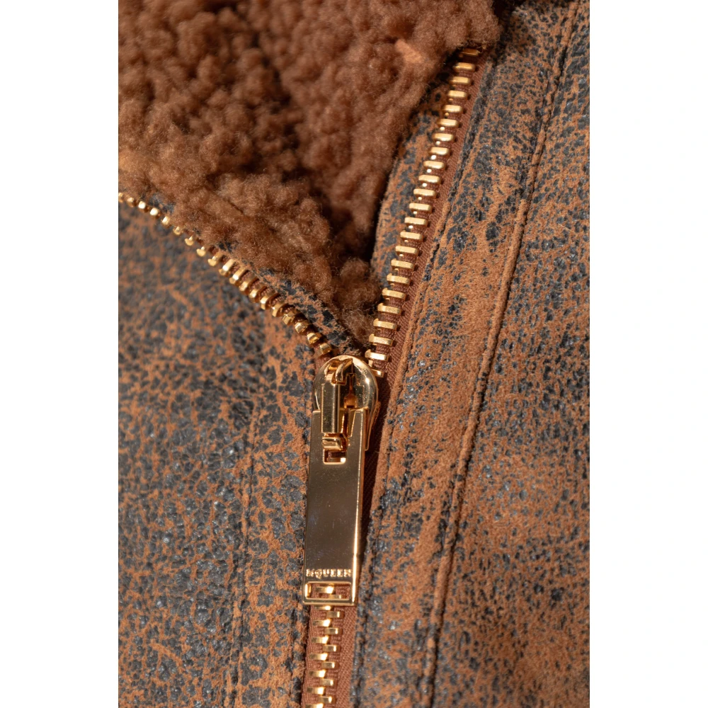 alexander mcqueen Jas met bontafwerking Brown Dames