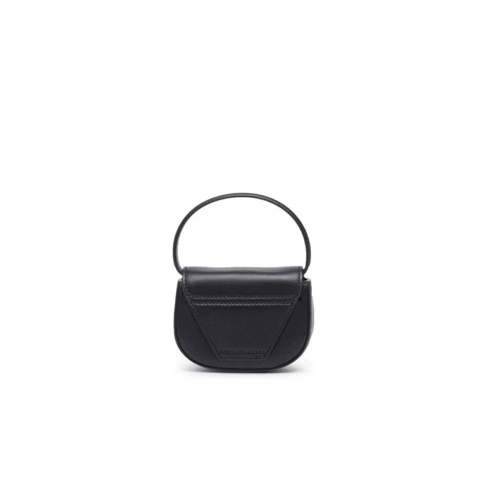 Diesel Mini Leren Schoudertas met Maxi Logo Black Dames
