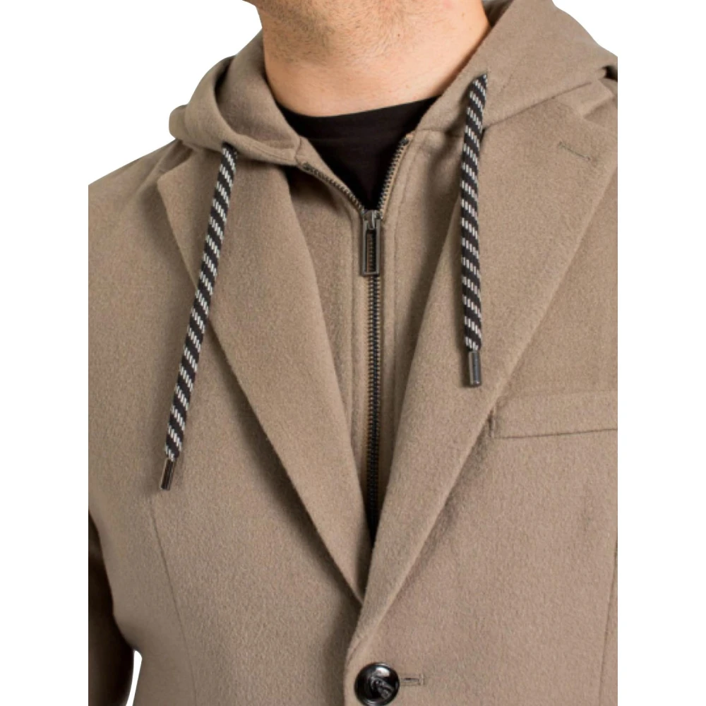 Armani Kasjmierwol Hooded City Jacket Beige Heren