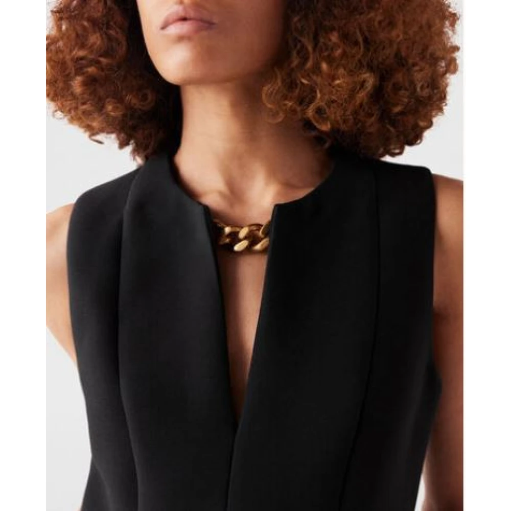 Stella Mccartney Zwarte Ketting Detail V-Hals Jurk Black Dames