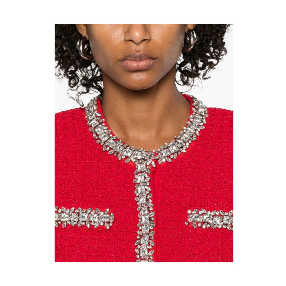 Self Portrait Kristal Rose Rode Sweater met Zakken Red Dames