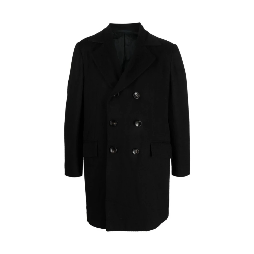 Kiton Double-Breasted Coats Black Heren