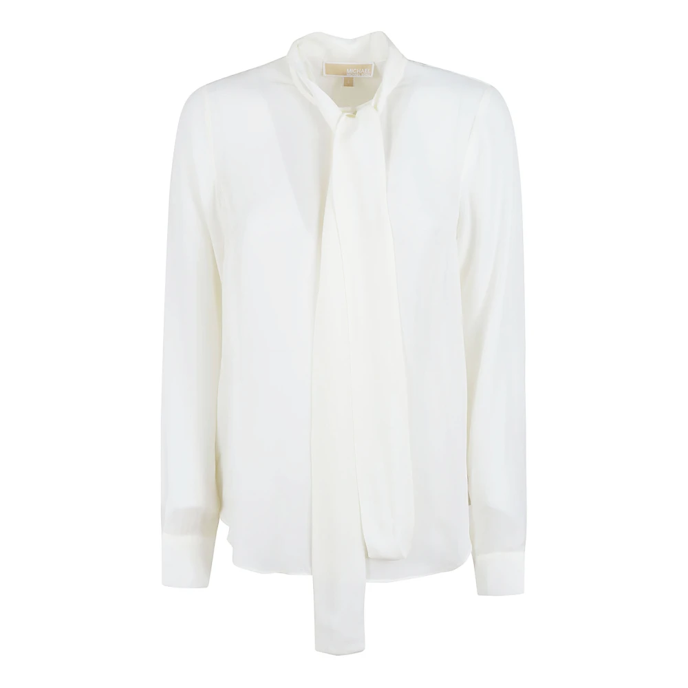 Michael Kors Zijden Crepe Shirt met Sjaal White Dames