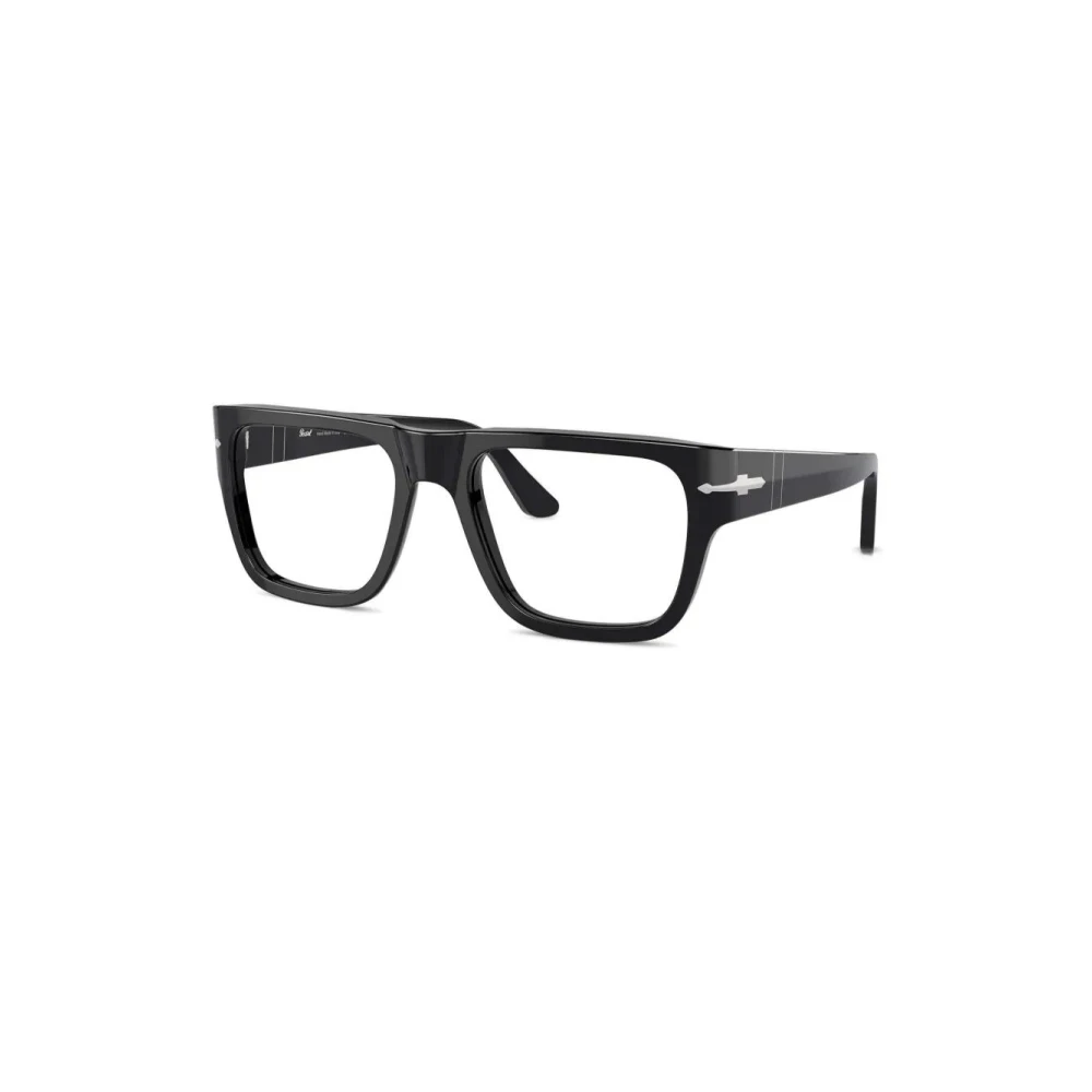 Persol Unisex Transparent Po3348v 95 Optical Frames Acetate Black Squared Normal - Image 3