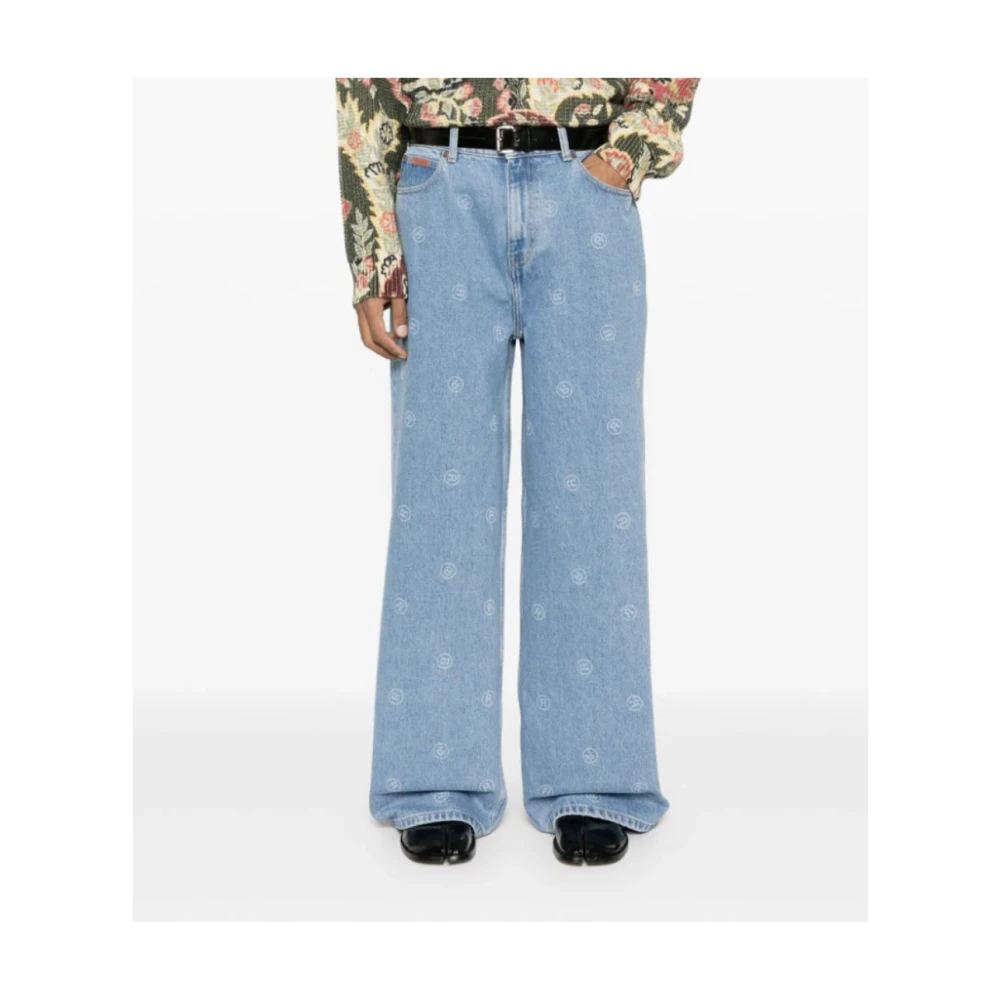 Martine Rose Blauwe Wide Leg Jeans Blue Heren