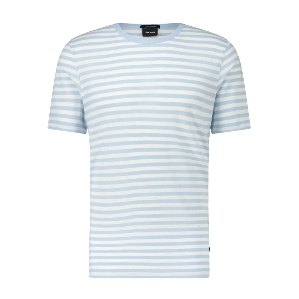 Hugo Boss Gestreept Linnen Blend Shirt Blue Heren