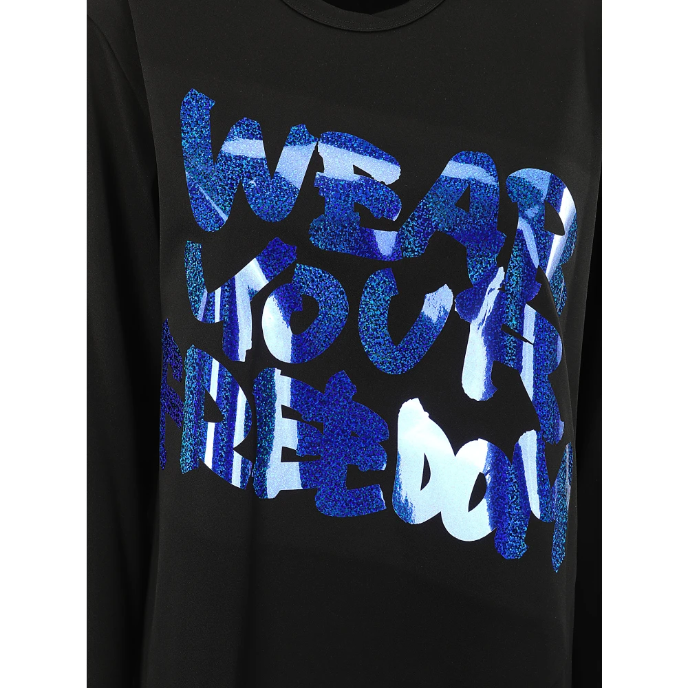 Comme des Garçons Glitter Print Longsleeve T-shirt Black Dames