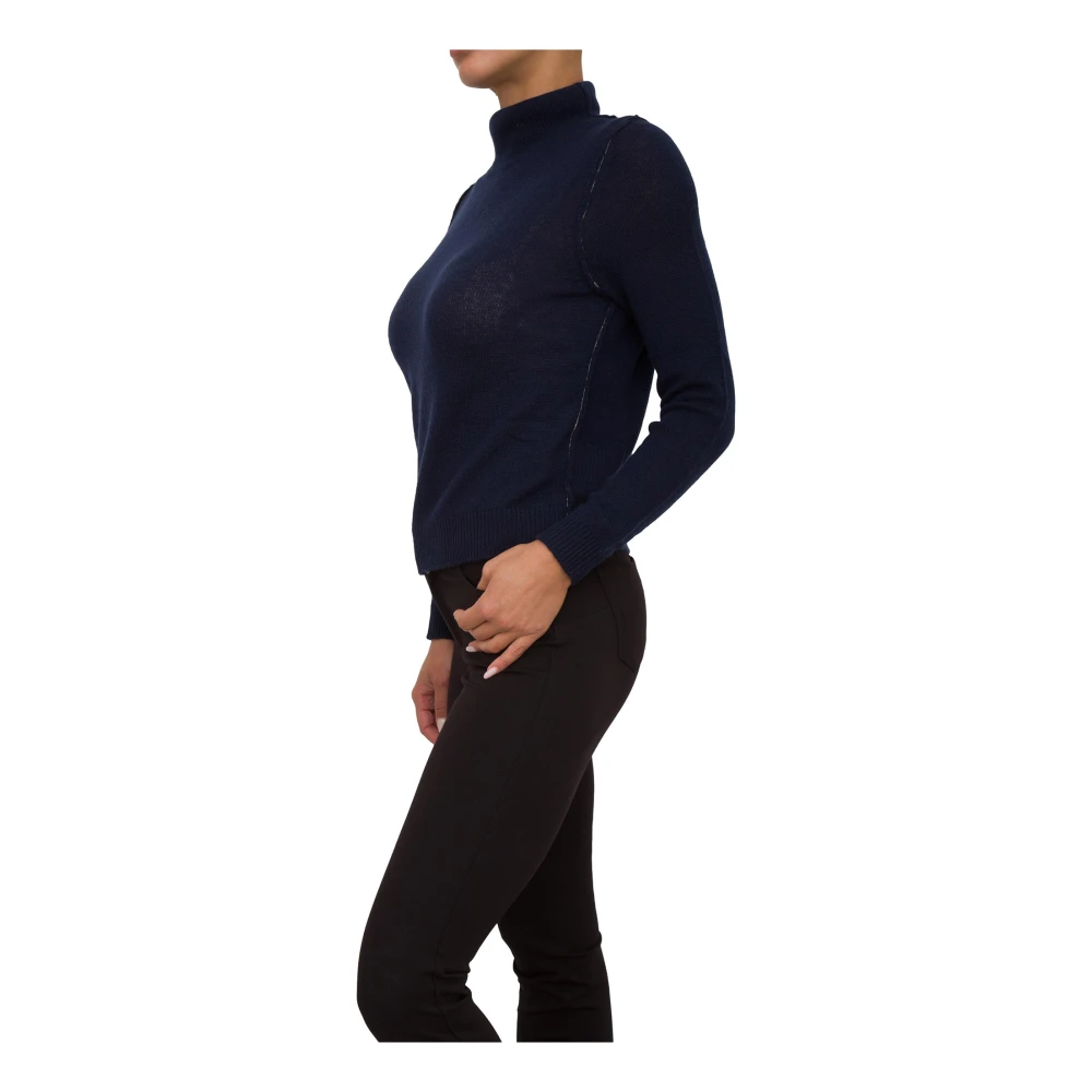 Nenette Blauwe Cashmere Trui Lange Mouw Blue Dames