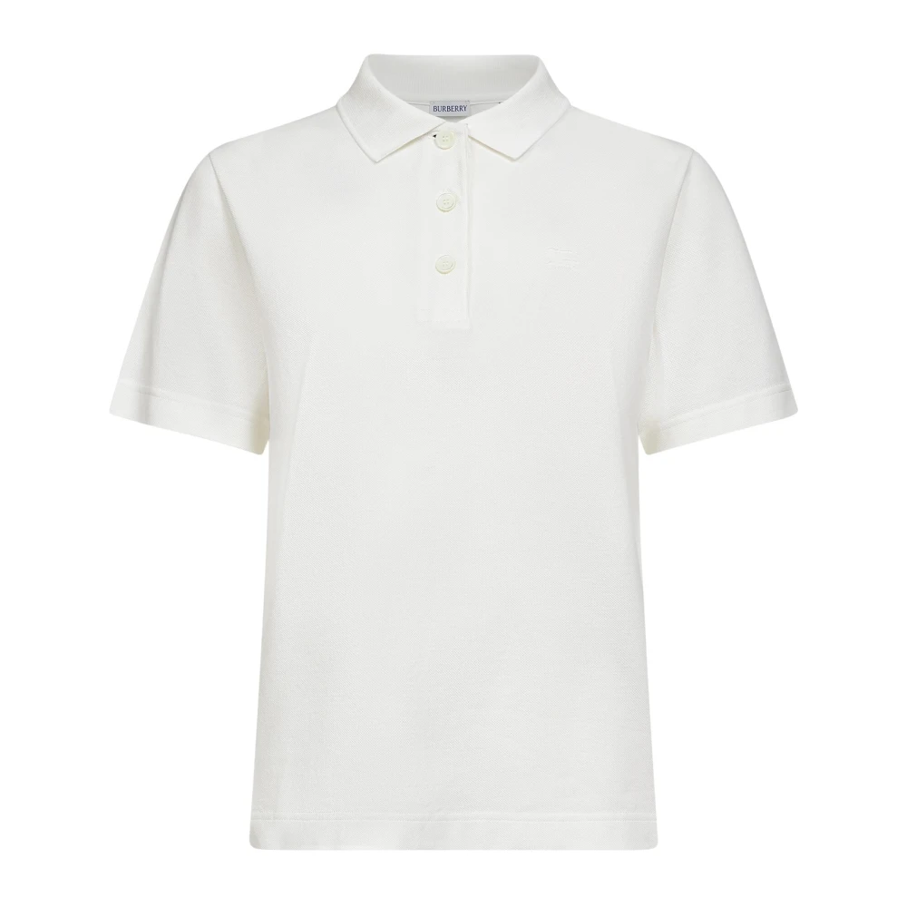 Burberry Women's White Polo Shirts, M, Cotton Polo Shirt