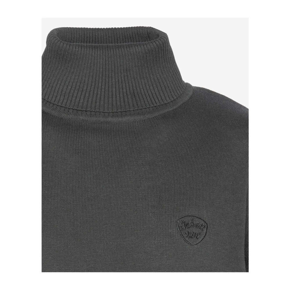 Schott NYC Katoenen Geborduurde Turtleneck Trui Gray Heren