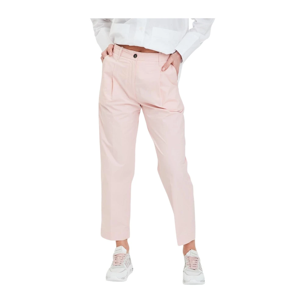 Nine In The Morning Hoge Taille Slim Blauwe Broek Pink Dames
