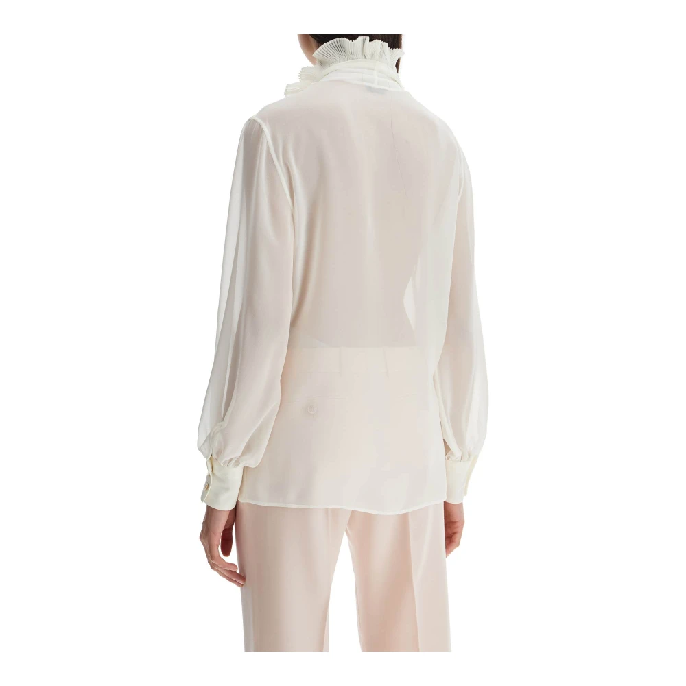 Tom Ford Elegante zijden overhemd met gerimpelde kraag Beige Dames