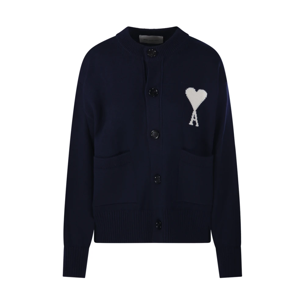 Ami Paris Blå Adc V Neck Cardigan