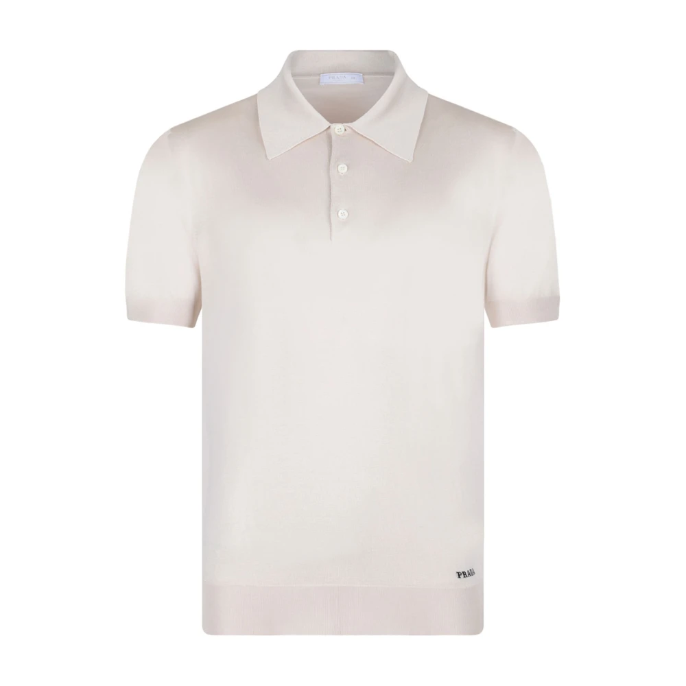 Prada Men's Beige Silk Polo Shirt - Polo Shirts - S - Tops