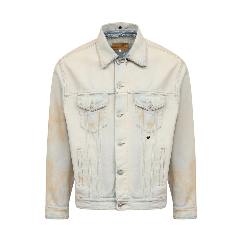 MM6 Maison Margiela Witte Katoenen Jack Met Distressed Finish White Heren