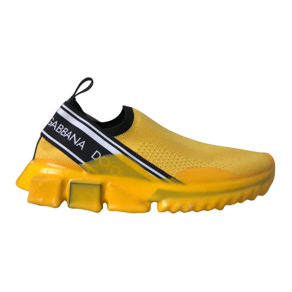 Dolce & Gabbana Women's Yellow Sneakers, 3 Uk, Sorrento Slip On Trainers Shoes