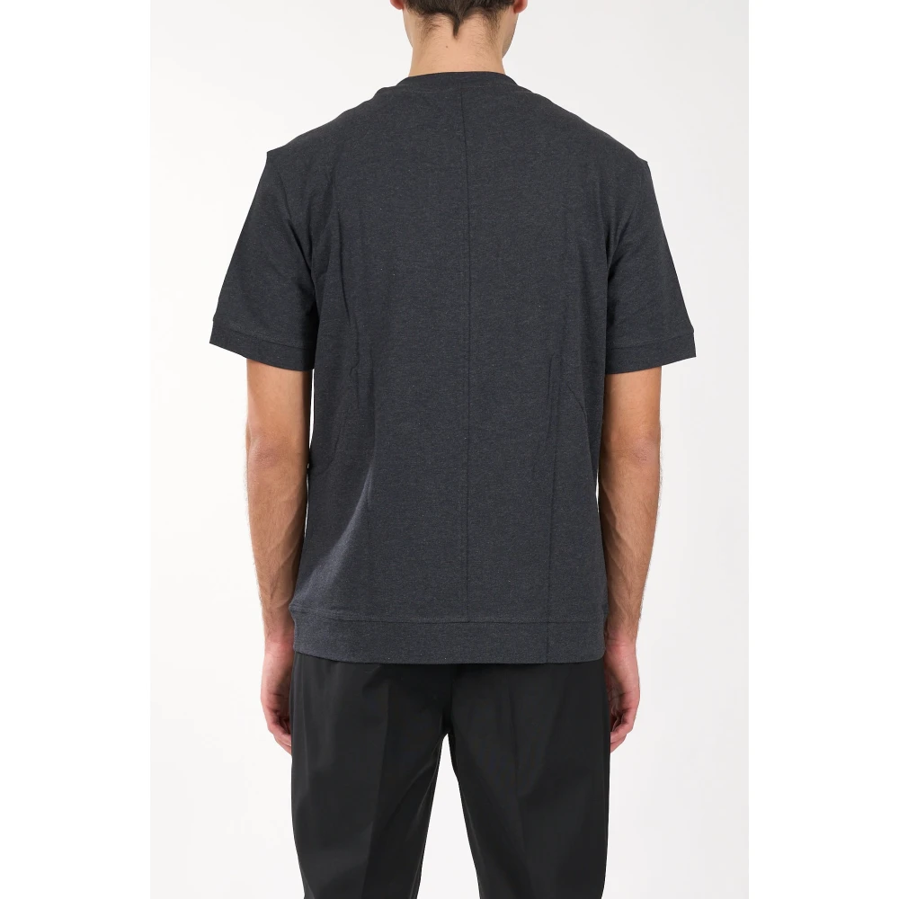 Paolo Pecora Katoenen T-shirt met geribbelde details Gray Heren