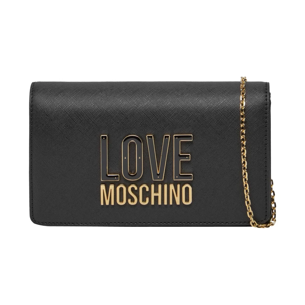 Love Moschino Zwarte Synthetische Schoudertas met Gouden Metalen Details Black Dames