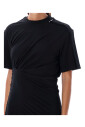 black-ruched-cotton-mini-dress