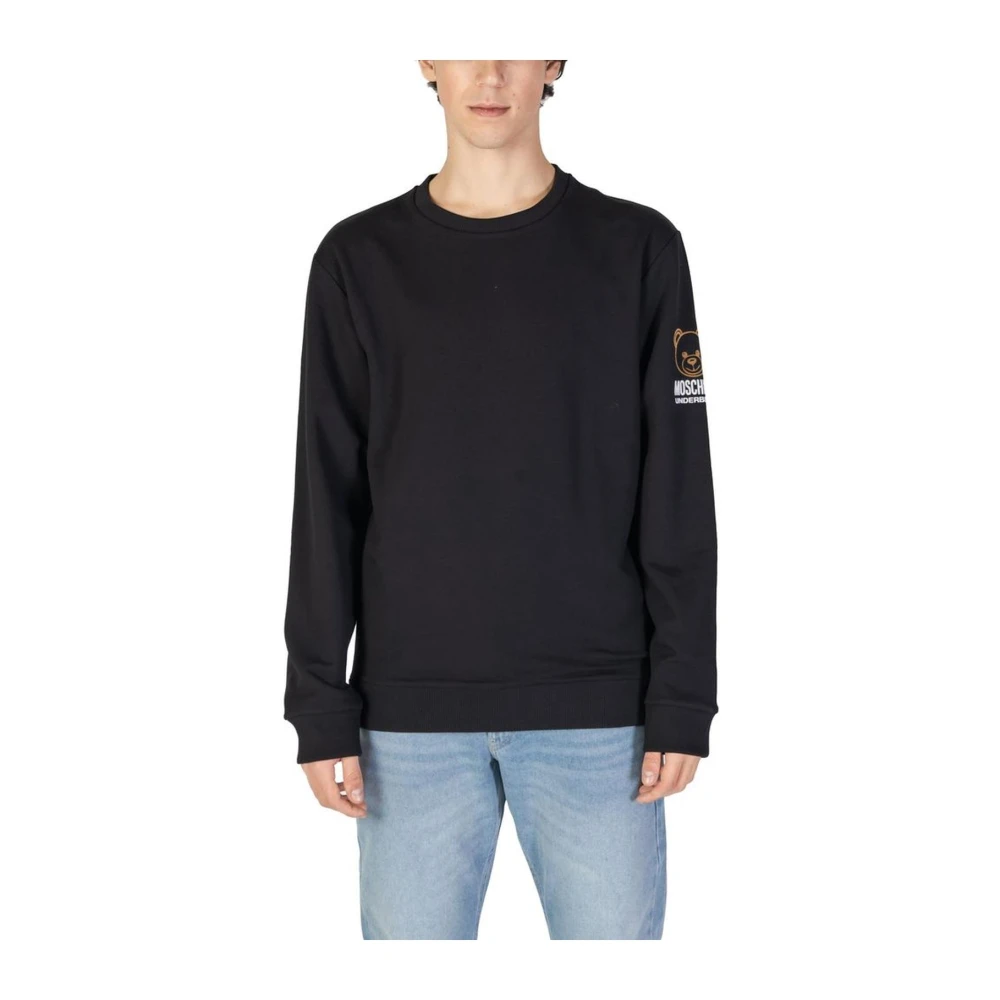 Moschino Zwarte Crewneck Katoenen Trui Black Heren