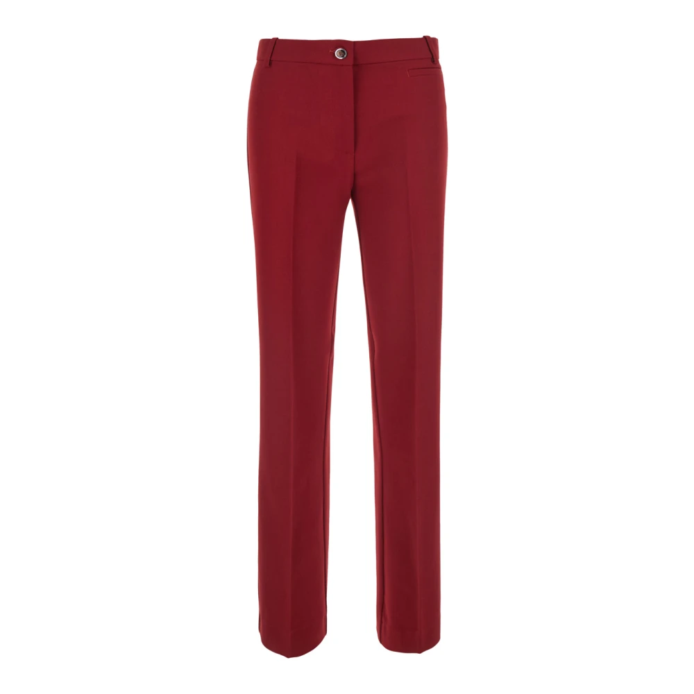 Pinko , Chinos, Female, Red, M, Crepe Poly Viscose Trousers Red With High Waist And Pockets