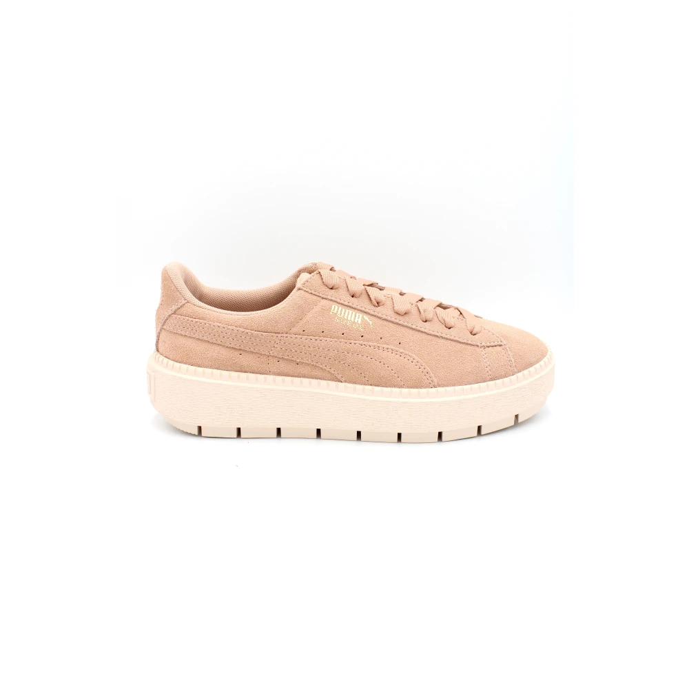 Puma Suède Veterschoenen met Plateauzool Heren Schoenen Beige