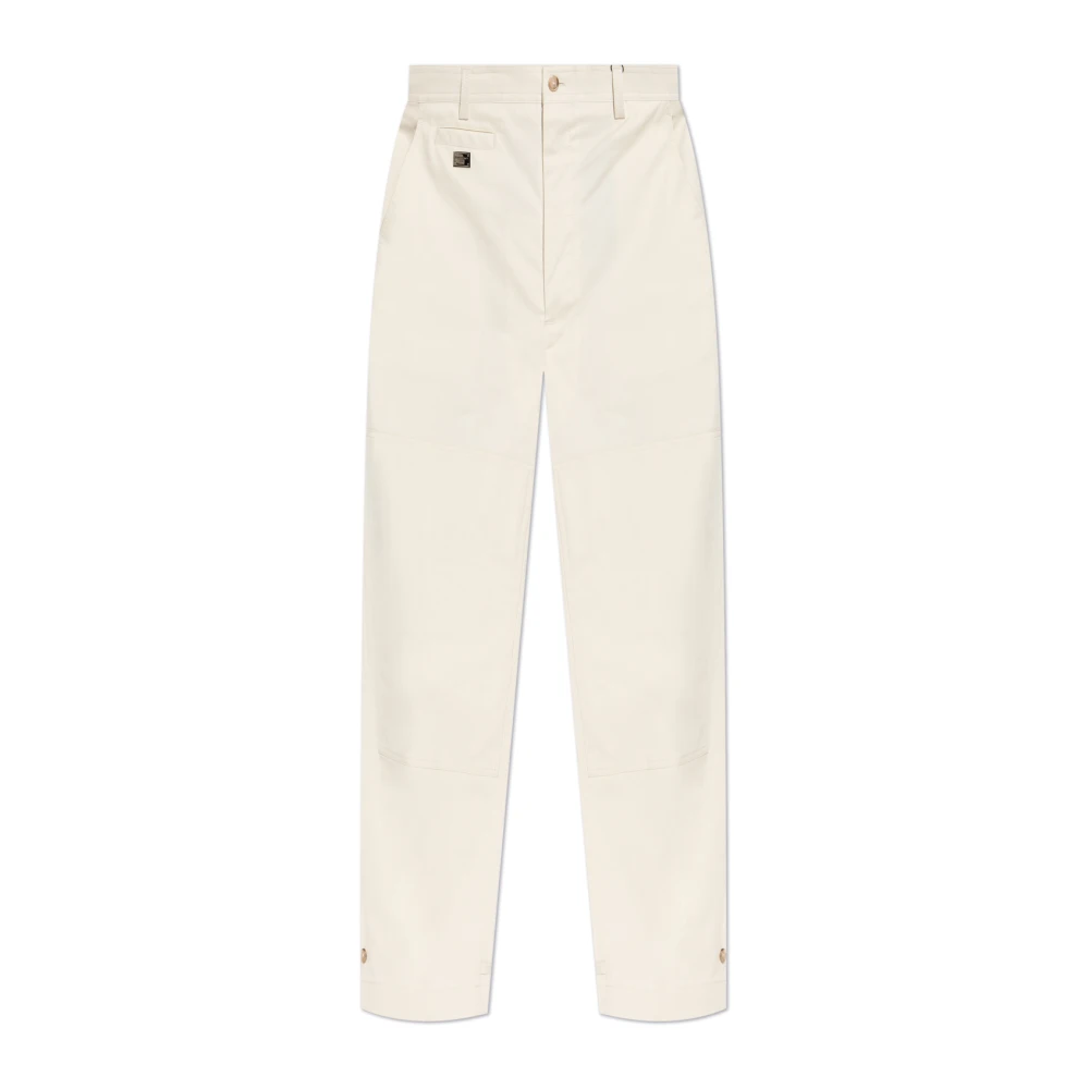 Dolce & Gabbana Katoenen broek met stiksels Beige Heren