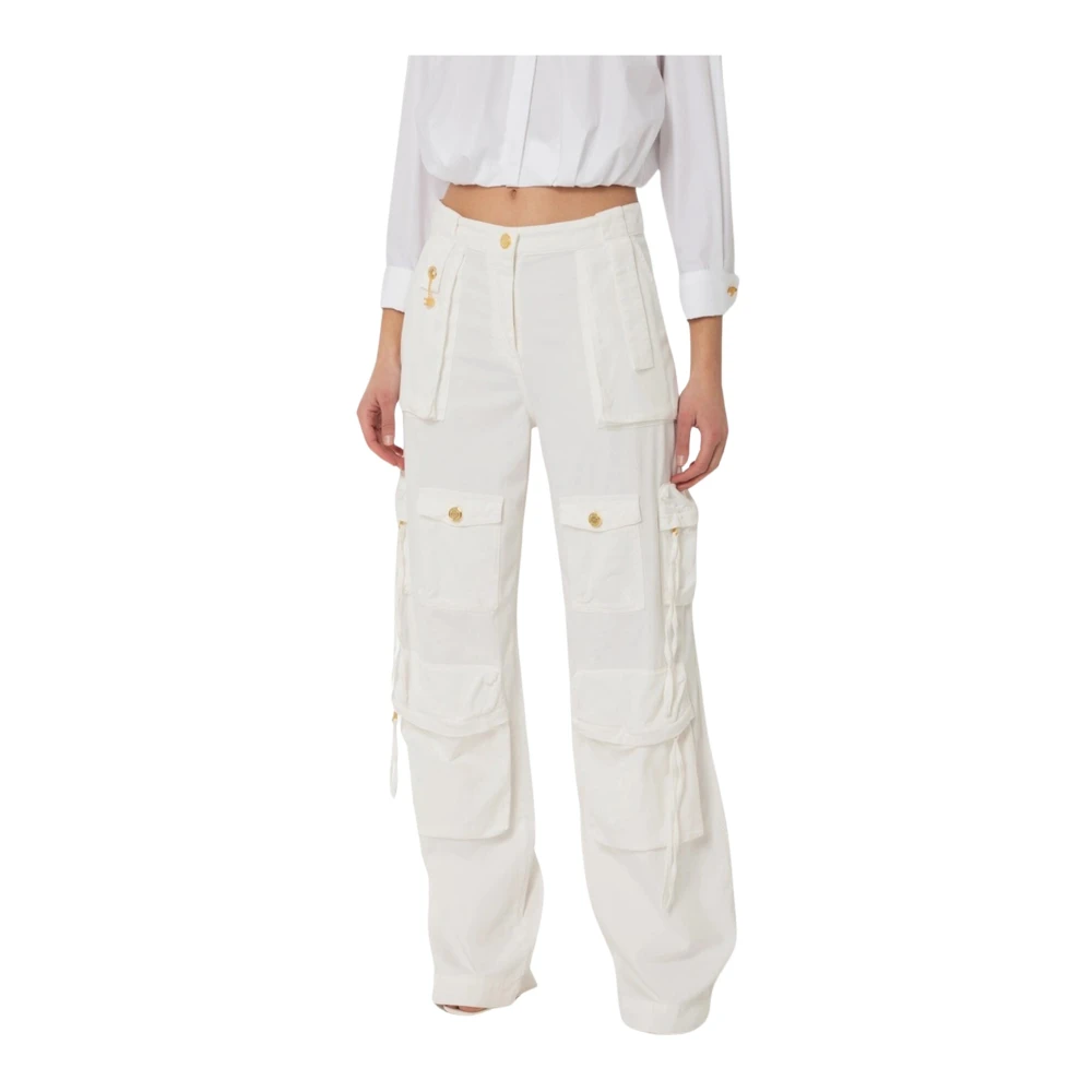 Elisabetta Franchi Cargo Jeans met Veters White Dames