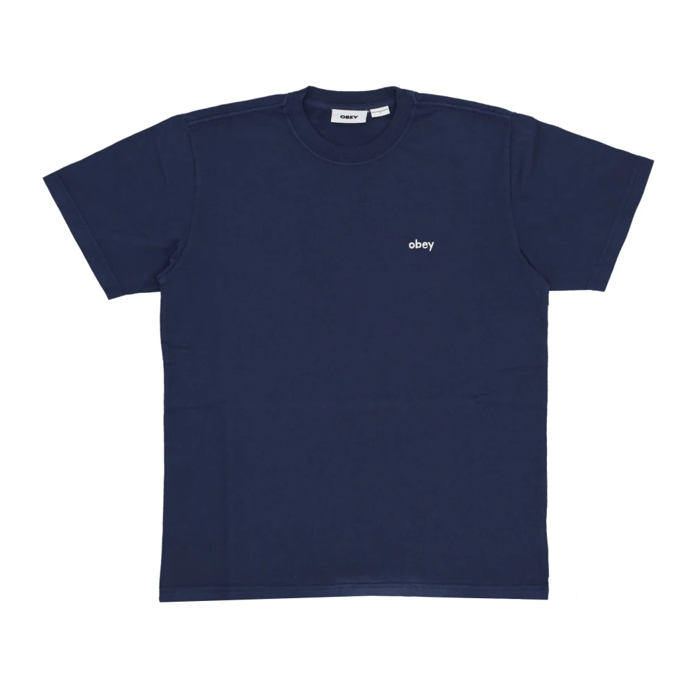 Obey Navy Pigment Academy Korte Mouw T-shirt Blue Heren