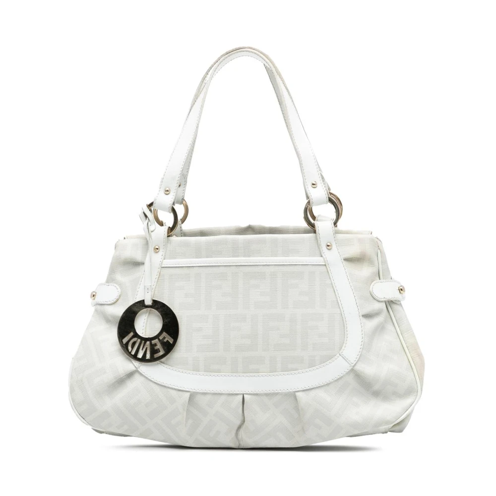 Fendi Vintage Women's White Pre-Owned Structured Leather Handbag