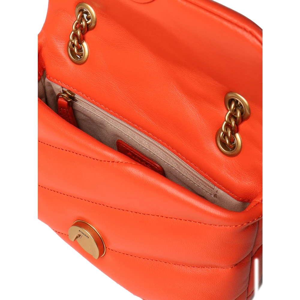 pinko Oranje Leren Schoudertas met Klep Red Dames