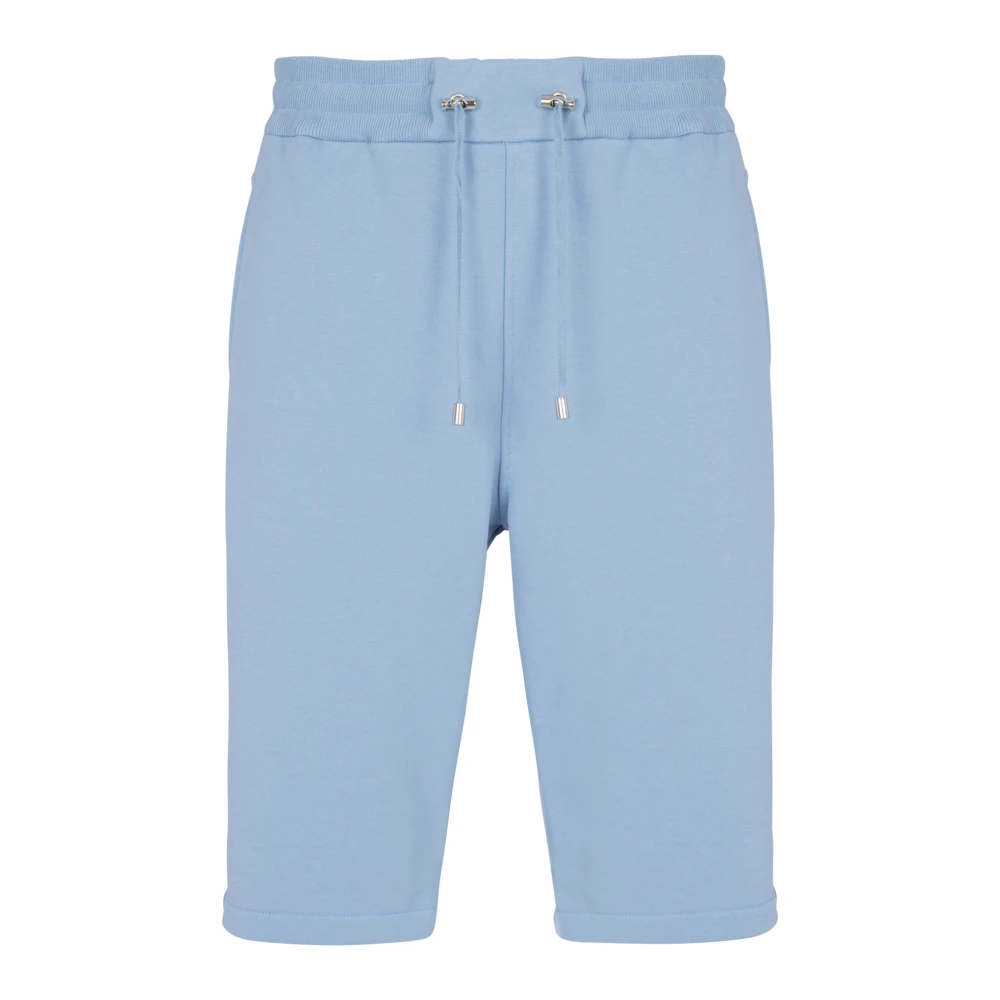 Balmain Katoenen shorts met flock Paris-logo Blue Heren