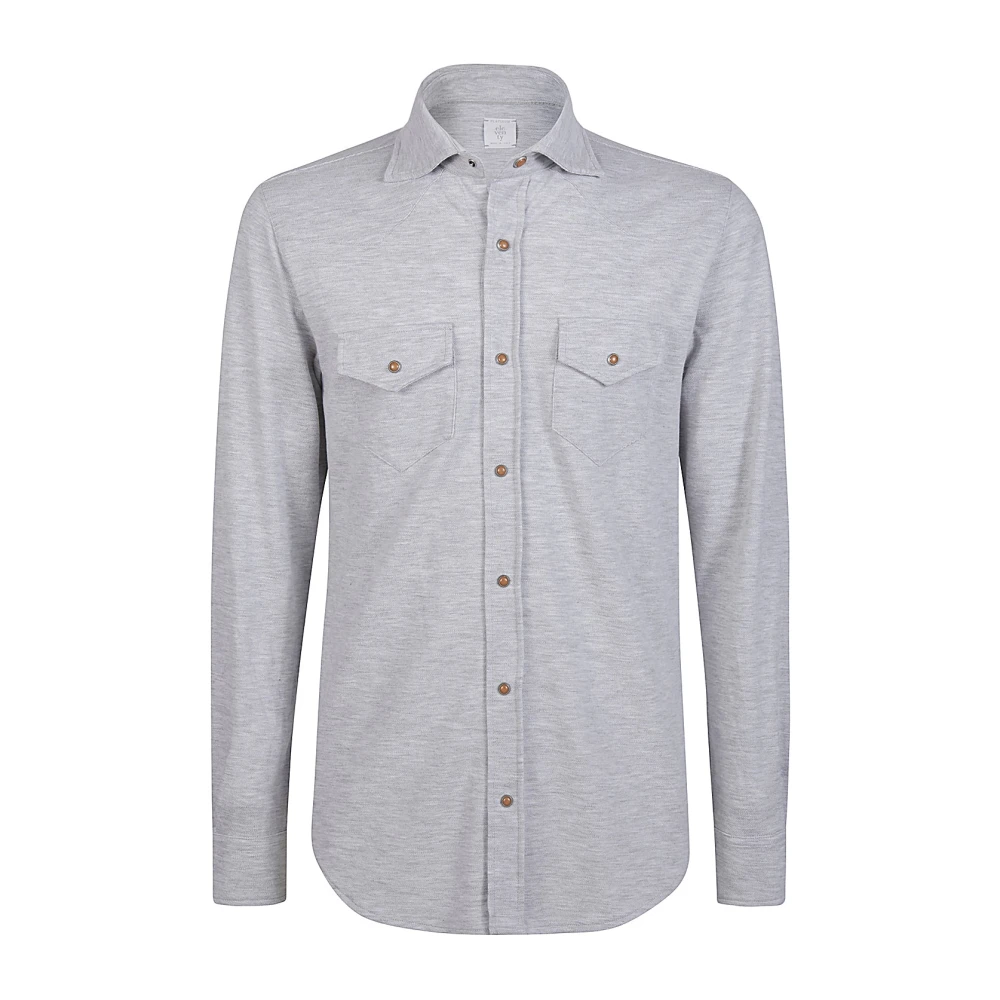 Eleventy Piquet Katoenen Jersey Shirt Gray Heren