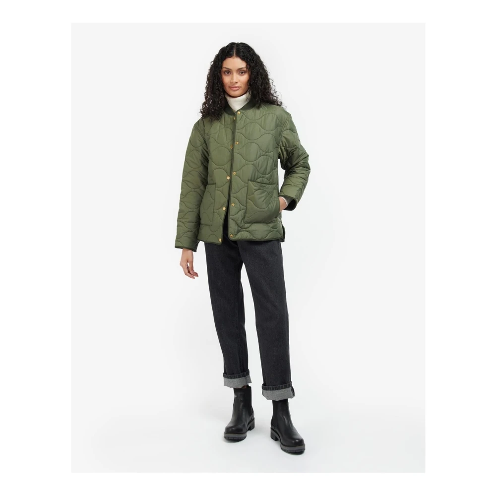 Barbour Gewatteerde olijfjack met logo Green Dames