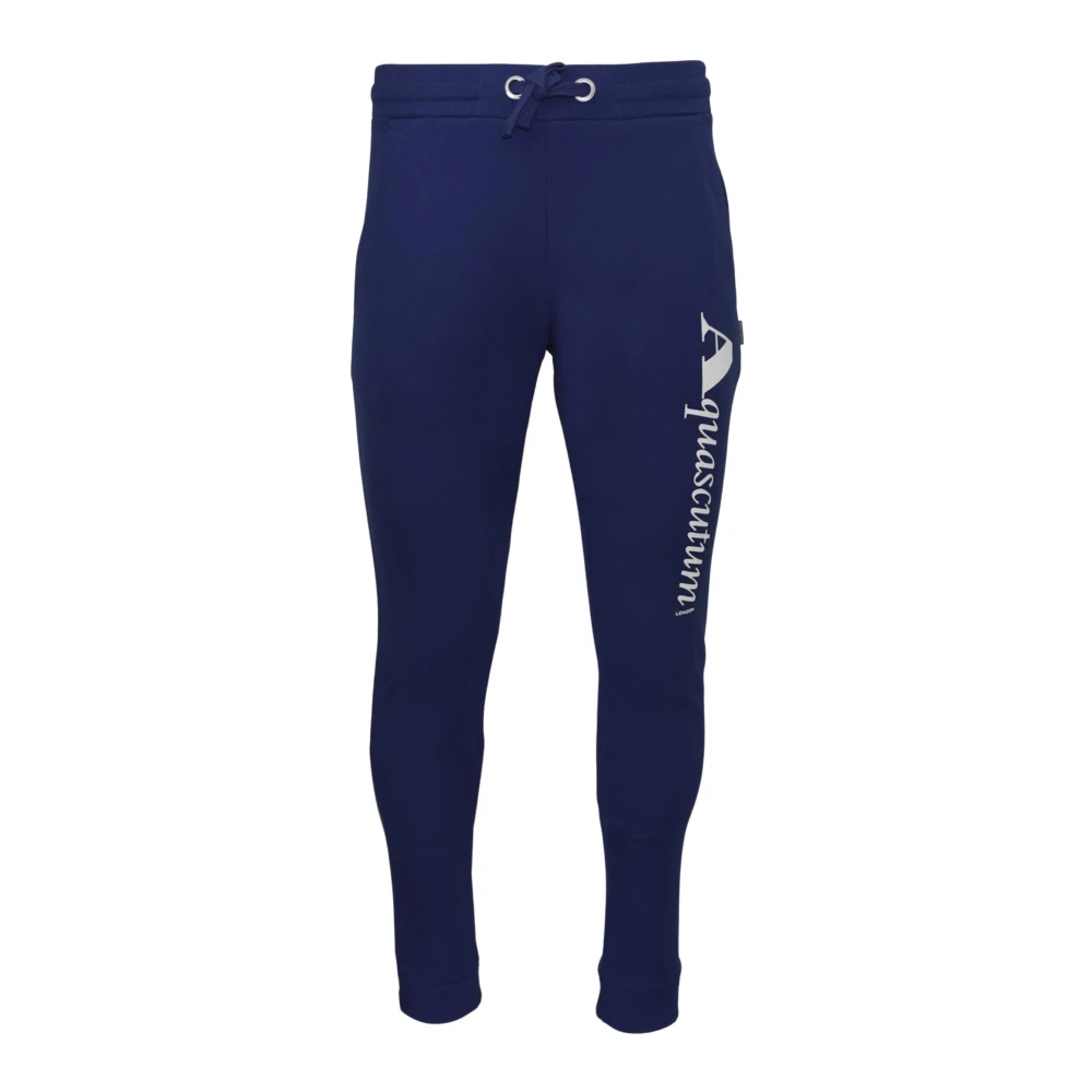 Aquascutum Sportieve katoenen sweatpants met elastische tailleband Blue Heren