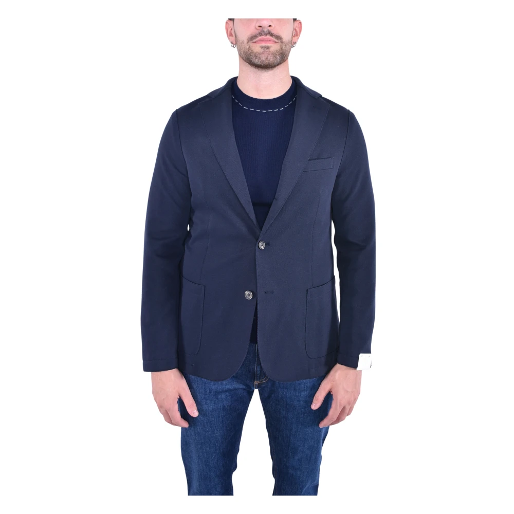 Eleventy Mannelijk Blauw Jassen Heren, M, Katoen, Katoenen Drieknoops Jas