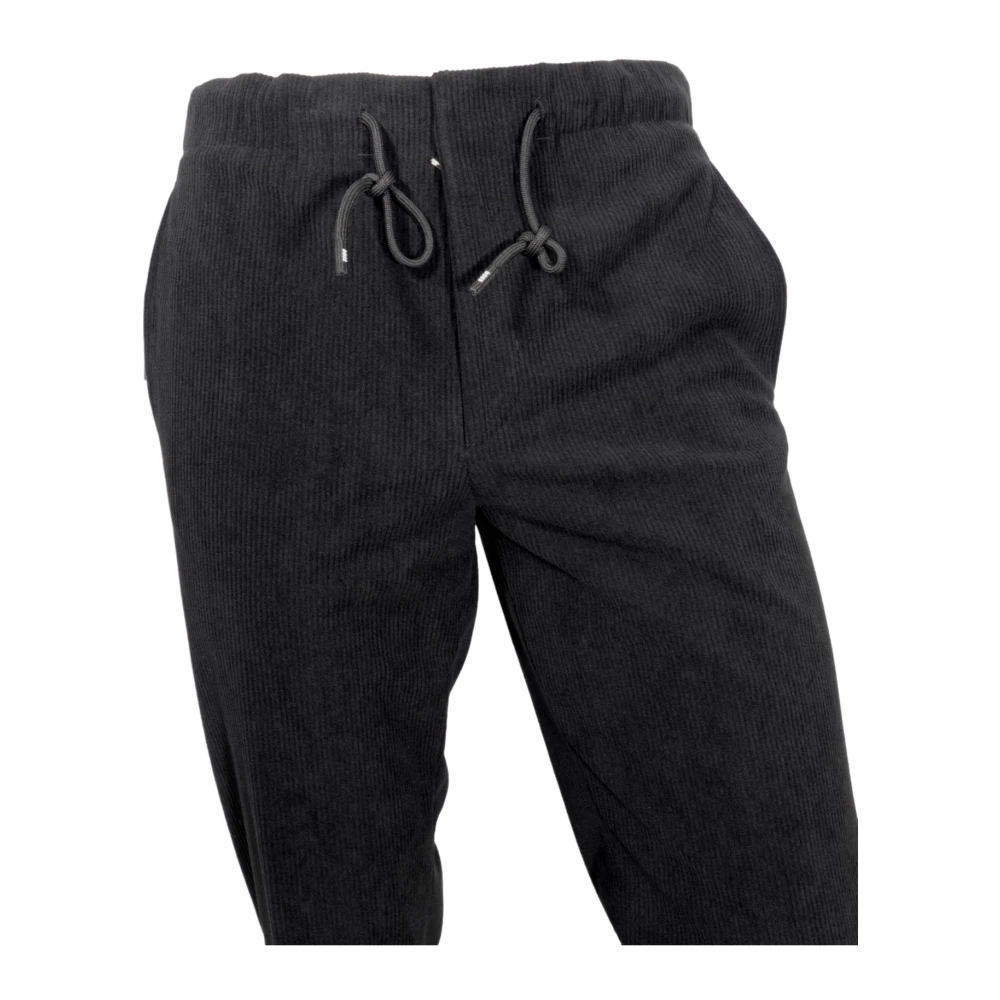 Hugo Boss Fluweel Geribbelde Taps Toelopende Broek Zwart Black Heren