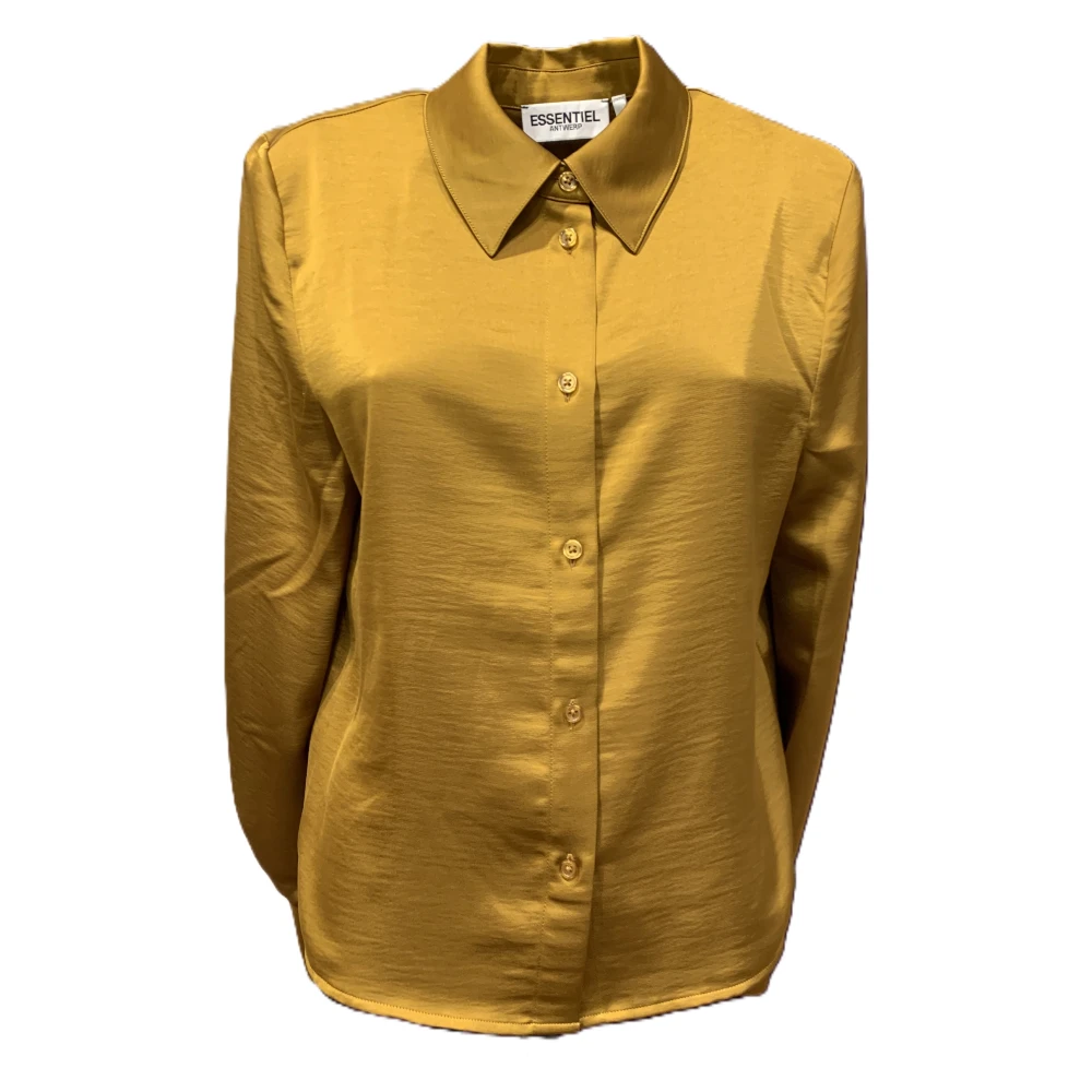 Essentiel Antwerp Satijnen blouse met schoudervullingen Yellow Dames