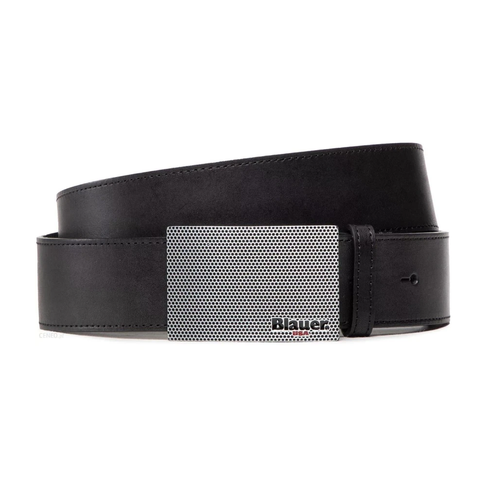 Blauer Men's Black Logo Buckle Plate Belt - Belts - 90 Cm - Accessories